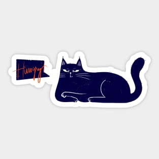 Blue not so happy cat is hungry Sticker